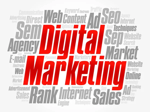 Digital Marketing palabra nube collage — Vector de stock