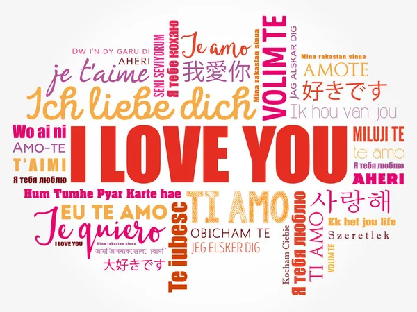 Mots d'amour "Je t'aime" dans toutes les langues — Image vectorielle