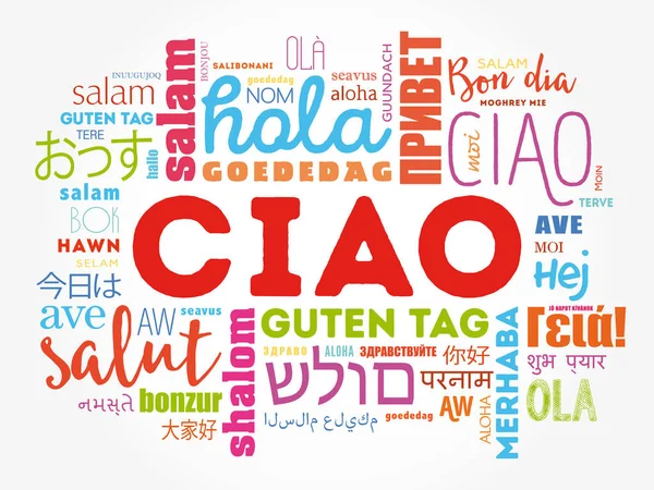 Ciao (Hej hälsning på italienska) word cloud — Stock vektor