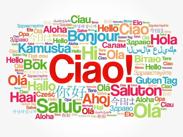 Ciao (Salut en italien) nuage de mots — Image vectorielle