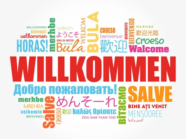 Willkommen, Bienvenido en alemán — Archivo Imágenes Vectoriales