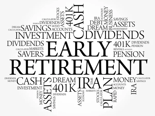 Tidig pensionering word cloud collage — Stock vektor