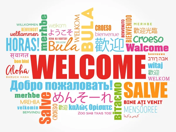 Nube de palabras de bienvenida en diferentes idiomas — Archivo Imágenes Vectoriales