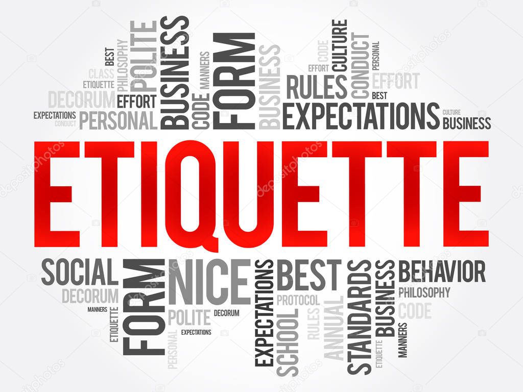 Etiquette word cloud collage