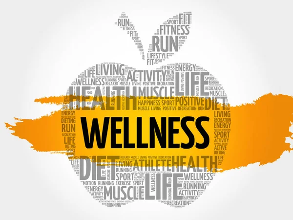 Wellness apple word cloud collage — Stock Vector