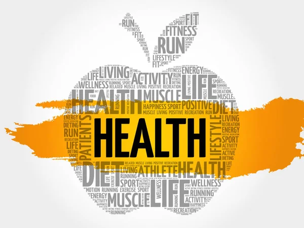 Health apple word cloud collage — Stock Vector