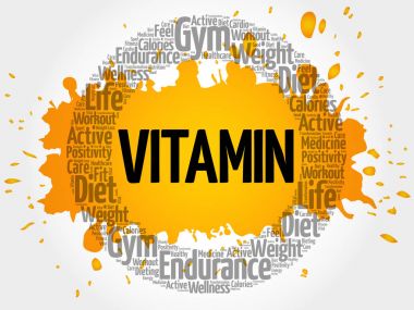 Vitamini daire damga kelime bulutu