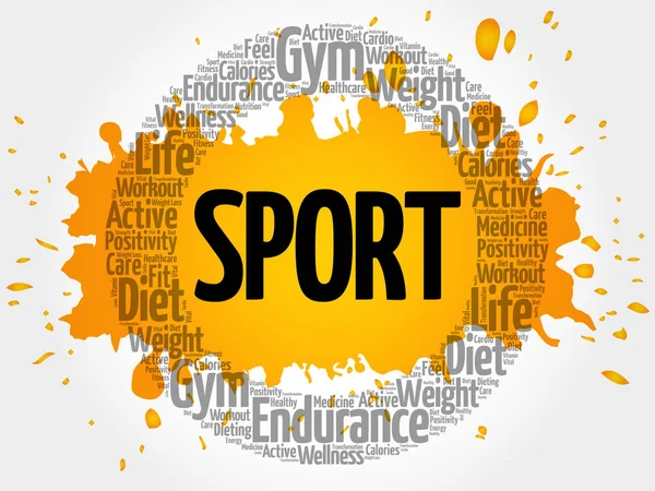 SPORT círculo sello palabra nube — Vector de stock