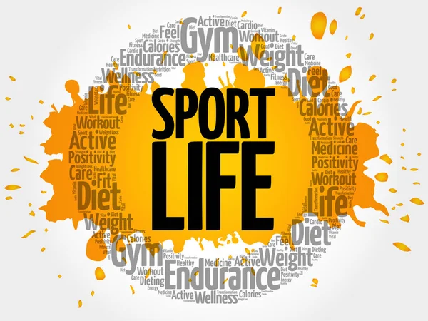 Sport Life circle stamp word cloud