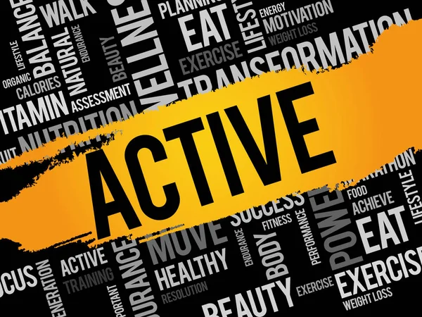 ACTIVE word cloud, fitness — Stock Vector
