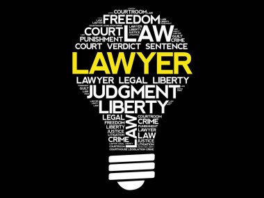 Avukat ampul kelime bulutu kolaj