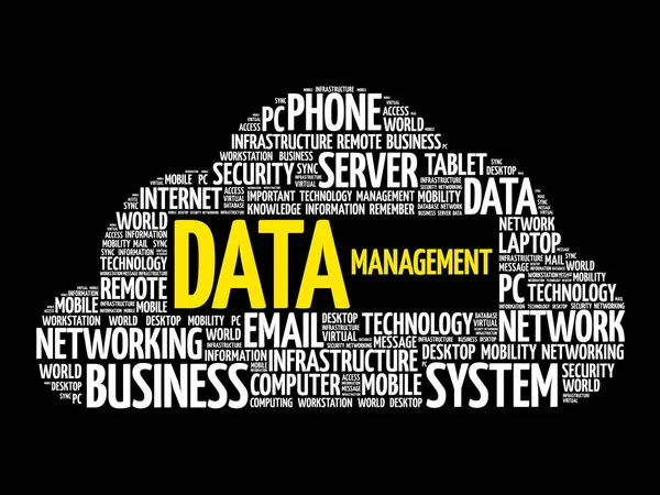 Datenmanagement Word Cloud Collage — Stockvektor