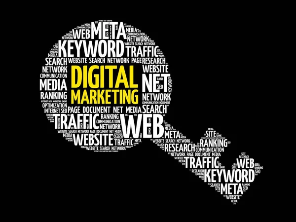 Marketing digital Nube de palabras clave — Vector de stock