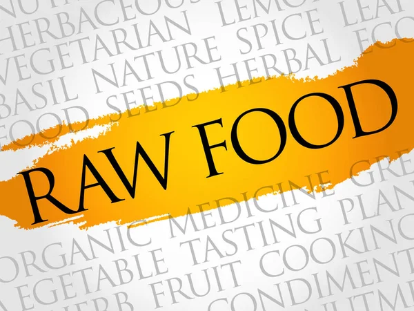 RAW FOOD palabra nube collage — Vector de stock