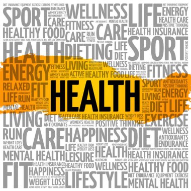 Sağlık kelime bulutu kolaj