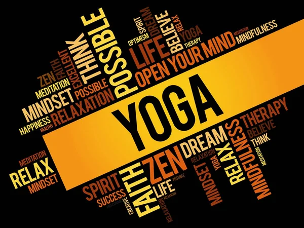 Yoga palabra nube collage — Vector de stock