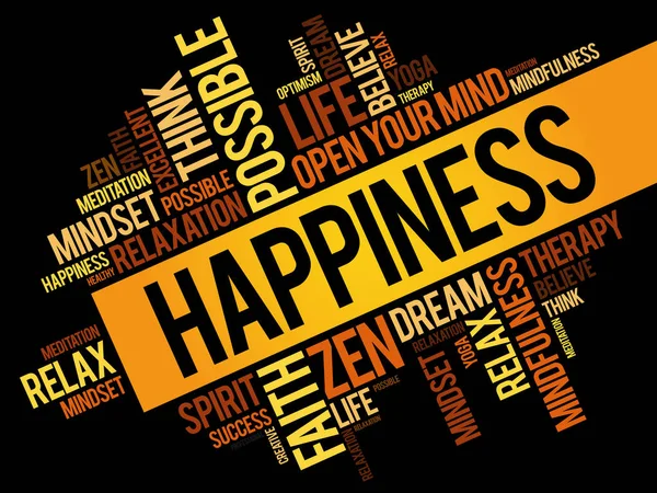 Felicidad palabra nube collage — Vector de stock
