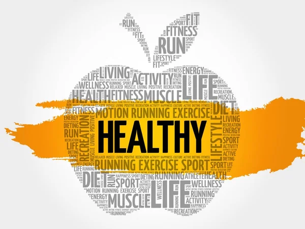 HEALTHY apple word cloud — Stock Vector