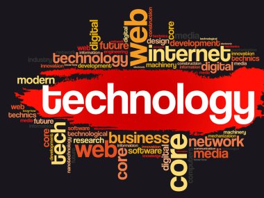 Teknoloji kelime bulutu kolaj