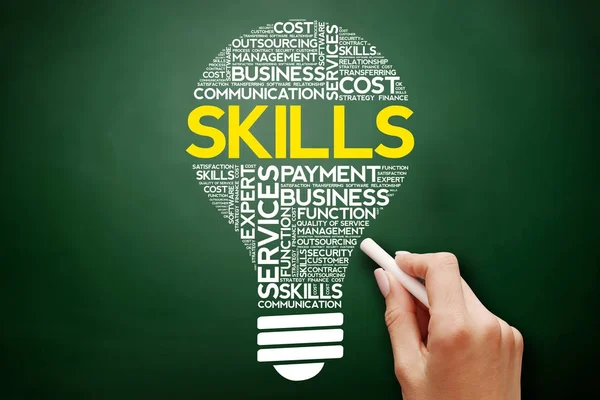 SKILLS bulb word cloud collage — Stock Photo, Image