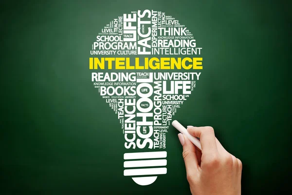 Intelligence bulb word cloud — Stock Photo, Image