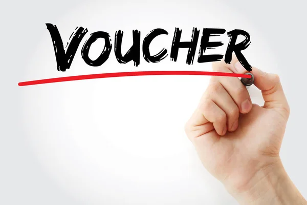 Hand schrijven Voucher — Stockfoto