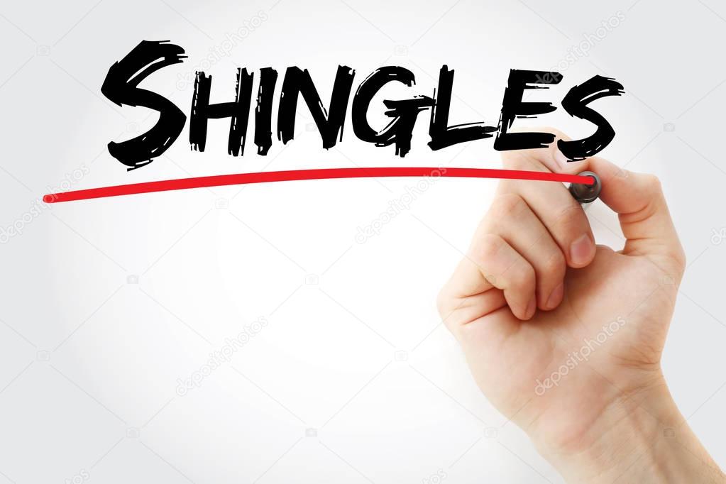 Hand writing Shingles with marker