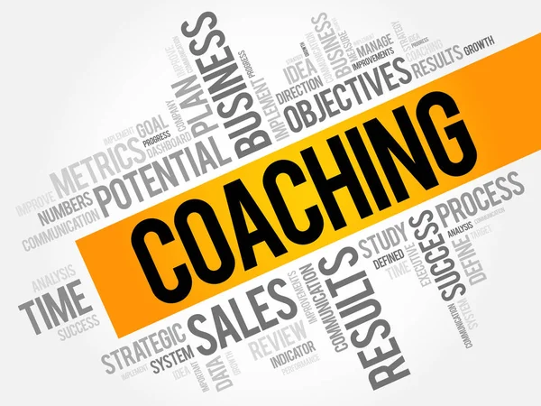 COACHING palavra colagem nuvem — Vetor de Stock