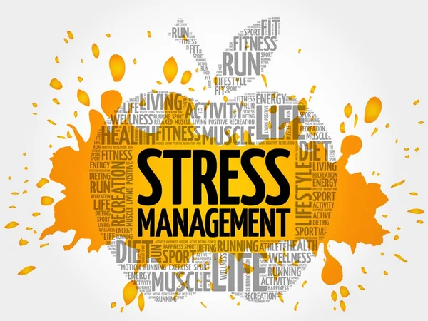 Stress Management apple word cloud — Stock Vector