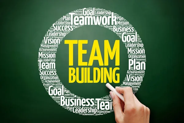 Team Building plano palavra nuvem colagem — Fotografia de Stock