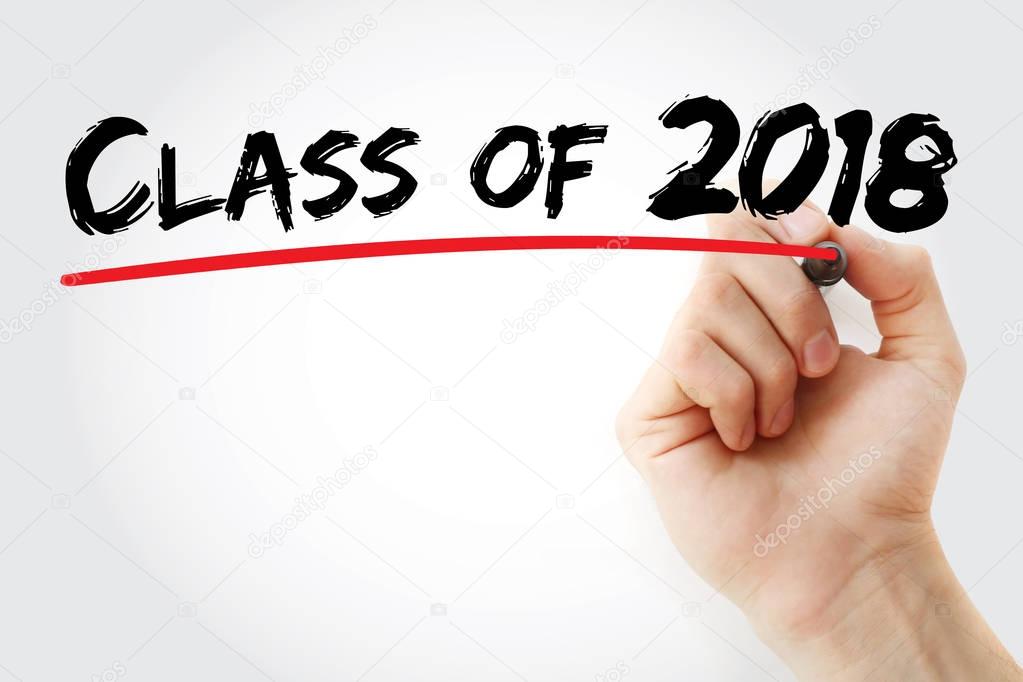 Hand writing CLASS OF 2018