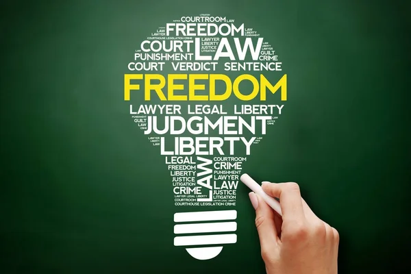 Freedom bulb word cloud collage — Stock Photo, Image