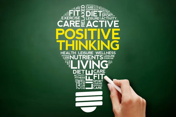 Positive thinking bulb word cloud — Stock Photo, Image