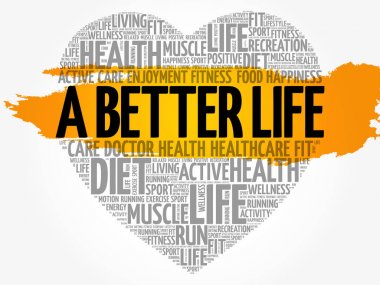 Daha iyi yaşam kalp kelime bulutu