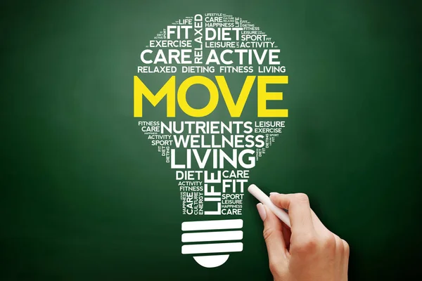 MOVE bulb word cloud collage — Stock Photo, Image