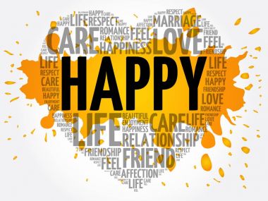 Mutlu kelime bulutu kolaj