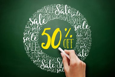 %50 off Satılık kelime bulutu kolaj