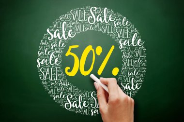 yüzde 50 satış kelime bulutu kolaj