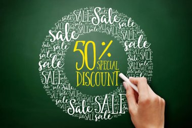 % 50 özel indirim Satılık kelime bulutu