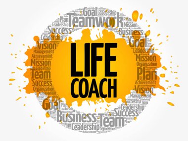 Yaşam koçu kelime bulutu kolaj