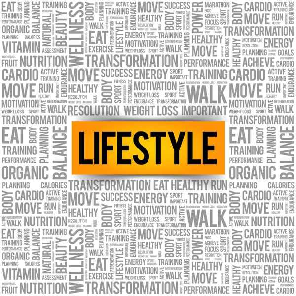 Lifestyle Wort Wolke, Fitness — Stockvektor