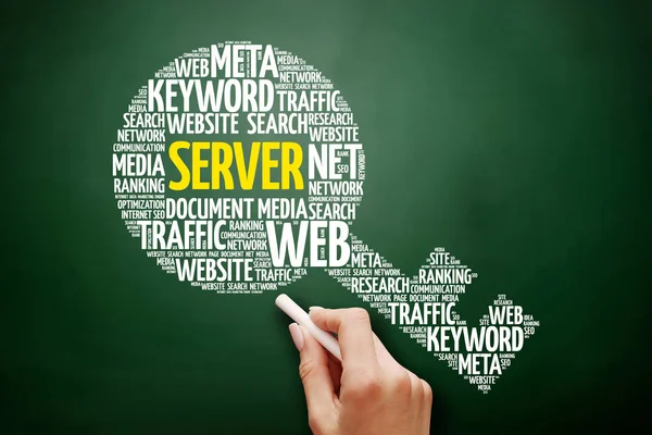 Colagem de nuvem de palavra-chave do servidor — Fotografia de Stock