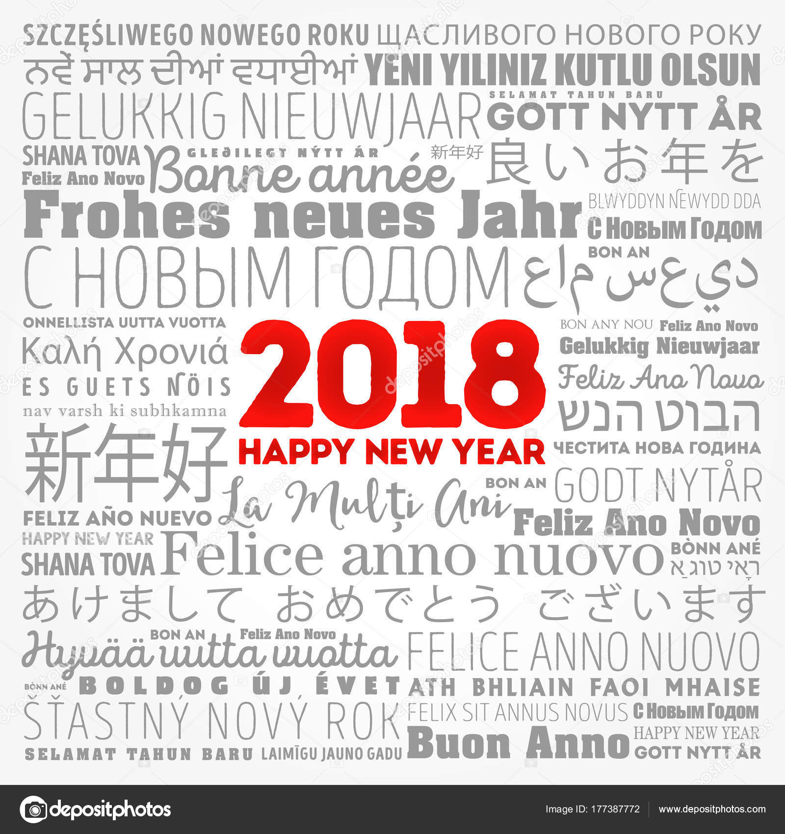 18 Happy New Year In Different Languages Stock Vector C Dizanna