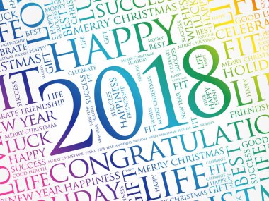 2018 yıl kelime bulutu kolaj tebrik