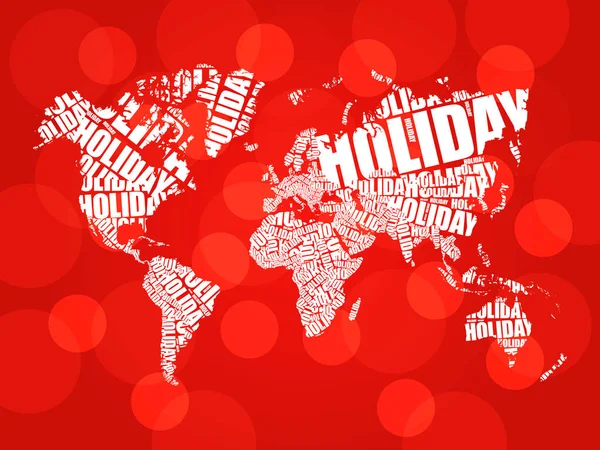 HOLIDAY palavra em forma de Mapa do Mundo —  Vetores de Stock