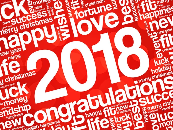 2018 year greeting word cloud collage — Stock Vector