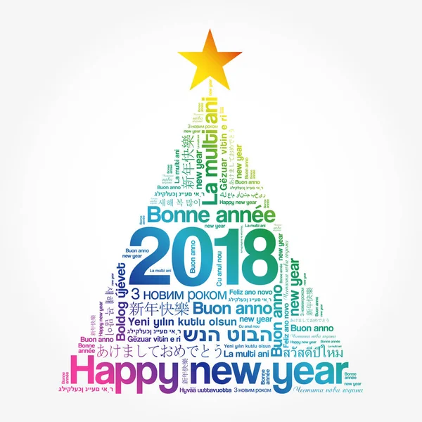 2018 Happy New Year in different languages — Stock Vector