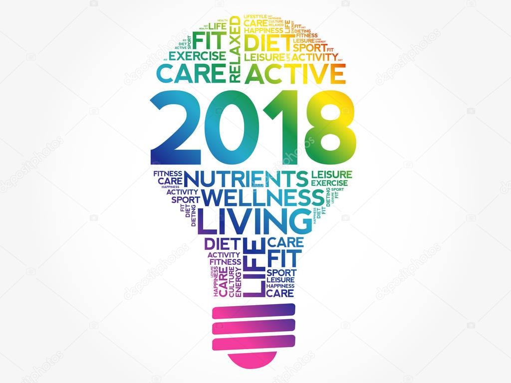 2018 health goals bulb word cloud