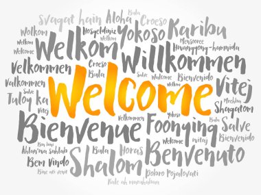 Farklı dillerde hoş geldin kelime bulutu