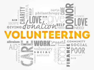 Kelime bulutu kolaj gönüllü